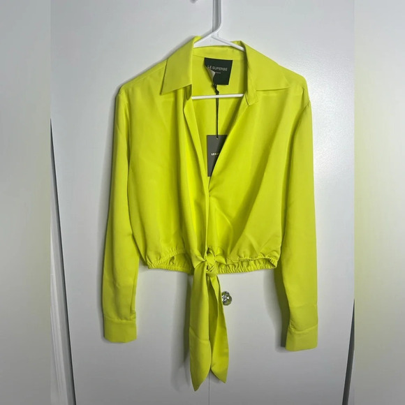 Le Superbe - Lime Tie Front Blouse Top - NWT XS - Picture 2 of 7
